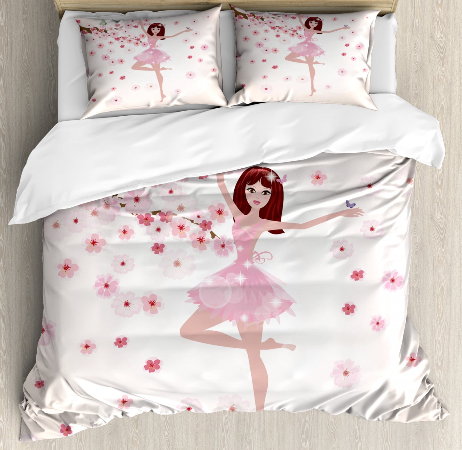 Ballet Duvet Cover Set Queen Size, Beautiful Ballerina with