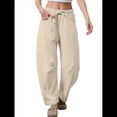 thumbnail image 2 of Pantalones Deportivos para Mujer con Cintura Elástica, Pierna y Cordón Ajustable, Estilo Palazzo Informal con Bolsillos. Albaricoque L, 2 of 6