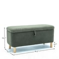 thumbnail image 6 of Storage Ottoman Bench with Wooden Legs, Modern Boucle Upholstered Storage Sofa Bench, Multifunctional Foot Stool for Living Room, Bedroom, Entryway, Dark Green, 6 of 6