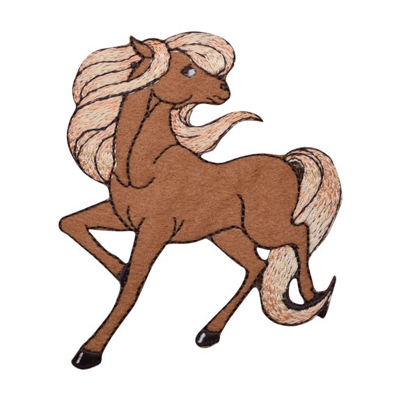 Tan Horse Flowing Mane Iron on Embroidered Patch