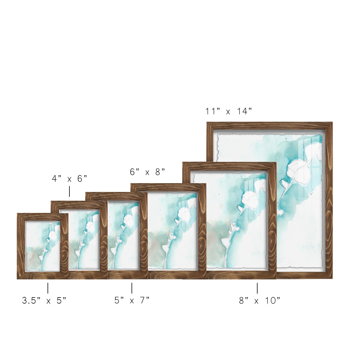 Ginkgo on Dusty Teal VII - Framed Print w/glass - Walnut