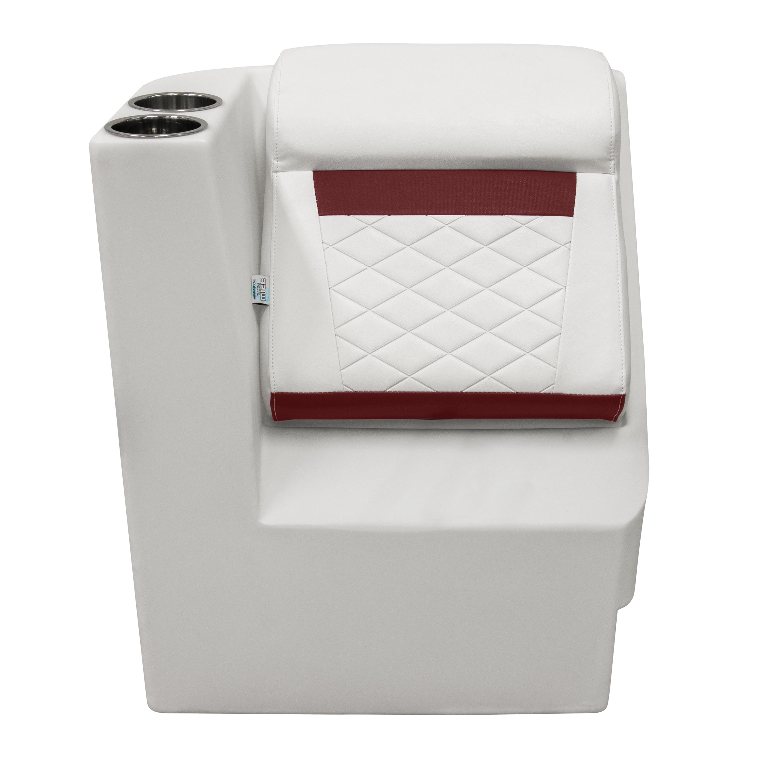Wise DLX1305L-1906 DLX Series Pontoon Left Radius Lean Back Recliner - White / Crimson Red