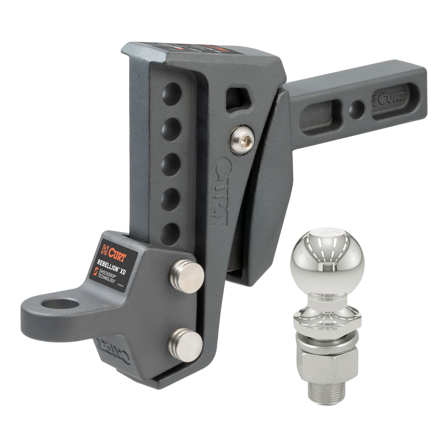 CURT 45980 Rebellion XD Adjustable Cushion Hitch Ball Mount; 2 in