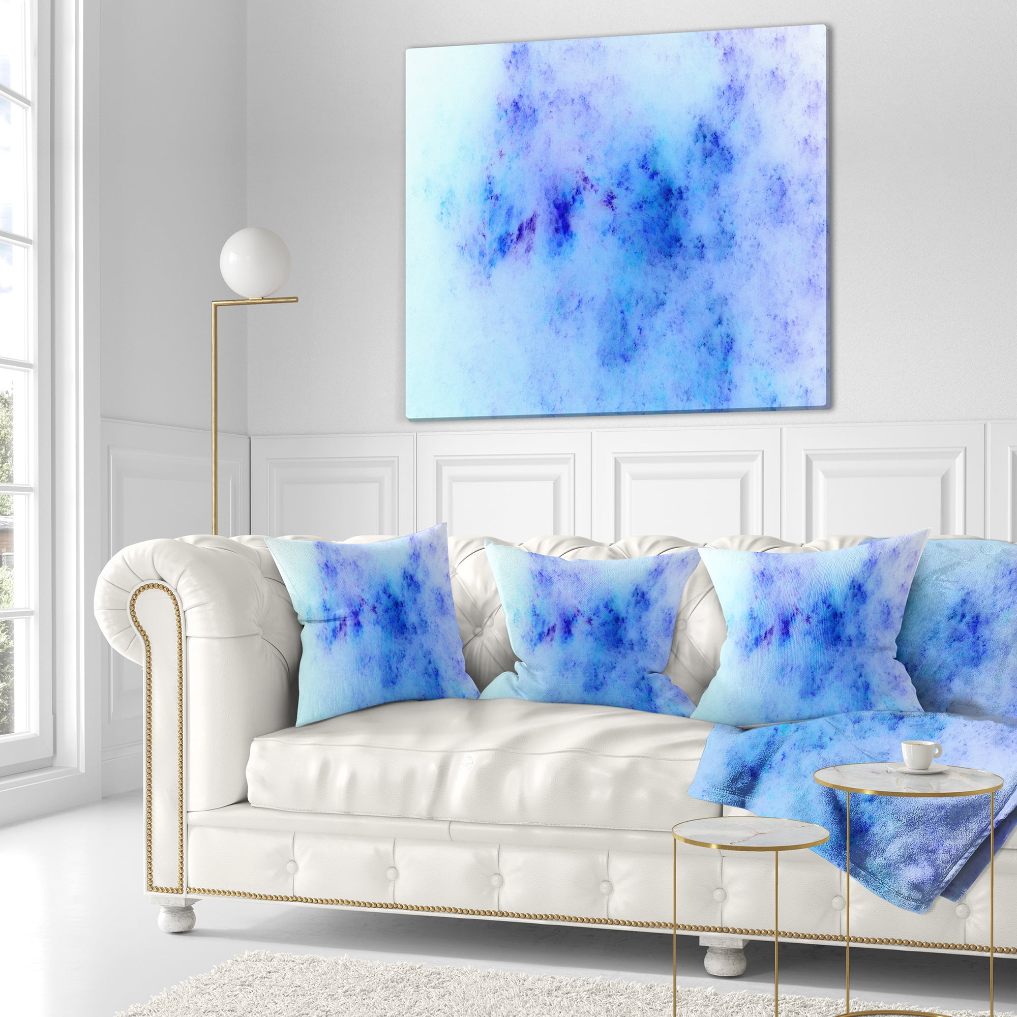Designart Light Blue Starry Fractal Sky - Abstract Throw Pillow - 16x16