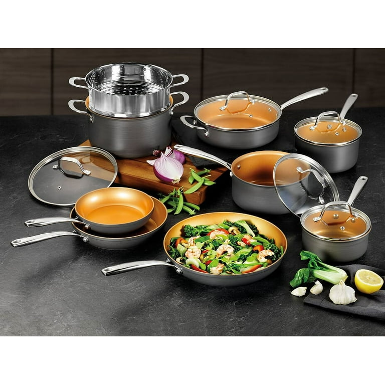 Gotham Steel Pro Hard Anodized Pots and Pans 14 Piece Premium Cookware Set