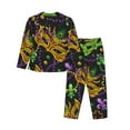 thumbnail image 2 of Goofa Mardi Gras Surface Printed Women’s 2 Piece Pajama Set Super,Pajamas Women's Long Sleeve Sleepwear Soft Button Down Loungewear Pjs Lounge Set Nightwear-Large, 2 of 9