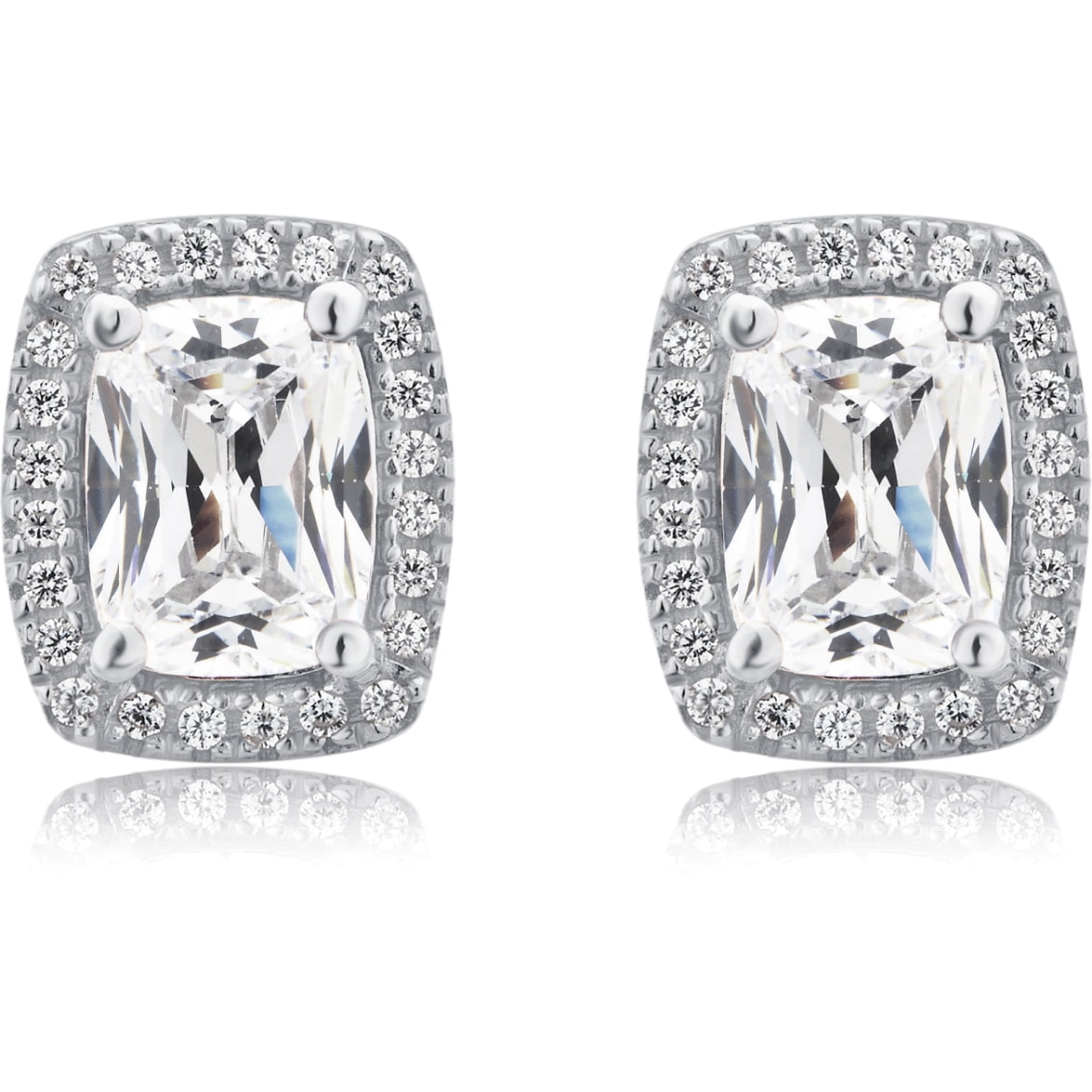 Cubic Zirconia Cushion Frame Sterling Si