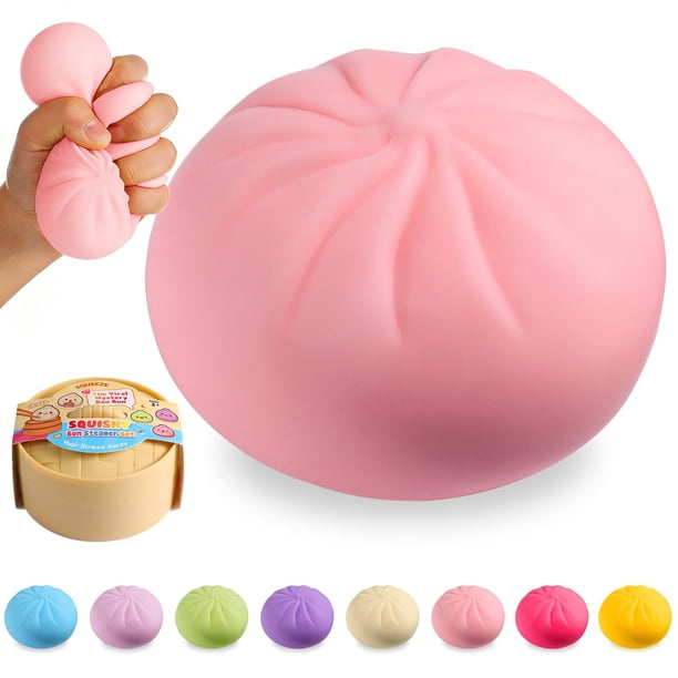 Juguete squishy de dumpling ToyMojo, caja misteriosa con vaporera, rosa