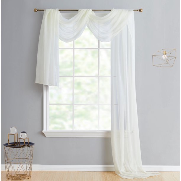 HLC.ME Sheer Voile Window Curtain Scarf - Valance - Fully Stitched ...