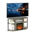 thumbnail image 5 of Furinno Jensen Open Storage Corner Fireplace TV Entertainment Center with Plastic Poles for TV up to 55 Inch, French Oak Grey/Black, 5 of 6
