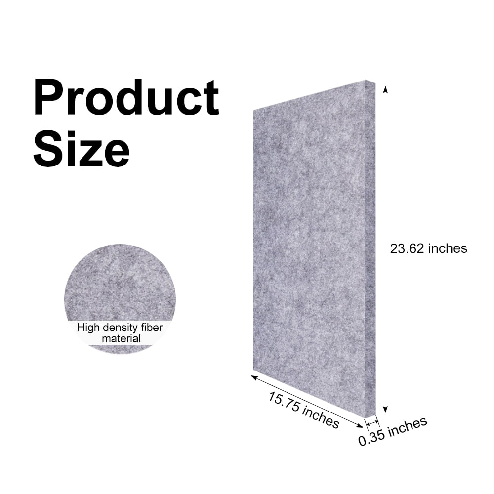 Sound Absorbing Noise Dampening Acoustic Self-adhesive Panel Wall Treatment 15.75" x 23.62" x 0.35", Light Gray Rectangle, 4-pack