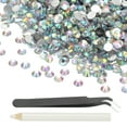 thumbnail image 1 of 1-Conjunto de Strass de Resina con Respaldo Plano, Cristales de 5mm para Manualidades/Ropa/Decoración de Uñas, Paquete de 15000 con 1 Bolígrafo de Cera y 1 Pinza [Blanco AB], 1 of 6