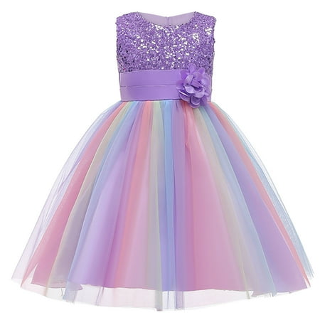 

Toddler Baby Girl Pageant Party Dresses Flower Sequin Round Neck Sleeveless One-Piece Sundress Princess Dress Tulle Tutu