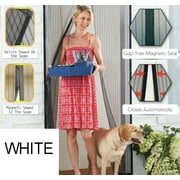 Premium Magnetic Mesh Screen Door - Heavy-Duty Nylon Breathable Mesh w/ Strong Magnets, Removable, Self-Closing Walk-Through Screen for Patio, Sliding Glass & French Doors (Medium Size,White)