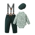 thumbnail image 2 of CARETOO Newborn Baby Boy Clothes Outfit Formal Flower Long Sleeve Shirt Suspender Pants Hat Tie 4pcs, 2 of 13
