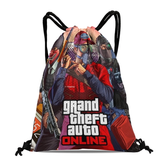 Grand Theft Auto Gra5 Drawstring Backpack Bag Party Favors Goodies Merch Gym Waterproof Swimming Beach Fans