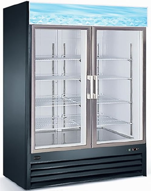 Commercial Double Glass Door Display Cooler 45 Cu Ft Merchandiser Refrigerator 