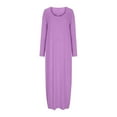 thumbnail image 4 of Yuyuzo Robe Maxi pour Femmes Manches Longues Décontractée Robe de Maison Couleur Unie Col Rond Basique Confortable, 4 of 6