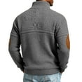 thumbnail image 3 of Mens Casual Knitted Pullover Sweater Long Sleeve Stand Collar Vintage Button Sweaters with Elbow Patches Dark Gray L, 3 of 4