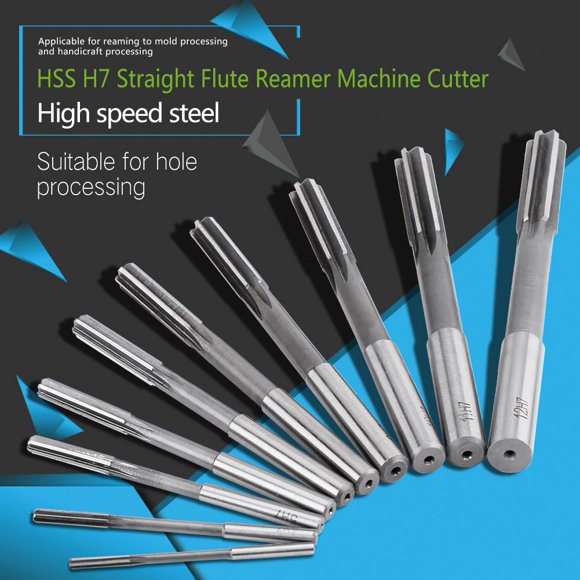 WALFRONT 10pcs HSS H7 Machine Reamers Straight Flute Reamer Machine Cutter Cutting Reamer Reaming Tool 3-12mm