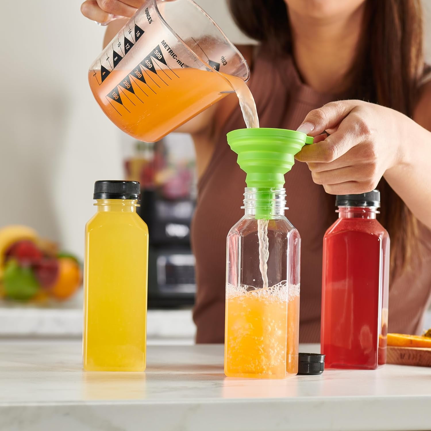 Yetene 12-Pack 16 Oz Glass Juice Bottles - With Lids, Straws & Brush, Reusable For Smoothies, Juicing, Drinks On-the-Go - View #8
