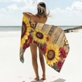 thumbnail image 6 of Butterfly Sunflower Beach Towels Blanket Soft&Absorbent Quick Dry Microfiber Live Love Laugh Farmhouse Wood Textured Pool Towels for Swimming ,Yoga, Sports, Gym, Camping,Large 30X60in,, 6 of 8
