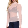 thumbnail image 2 of Woman's Mesh Perspective Base Tops, Turtleneck Long Sleeve T-shirt, 2 of 4