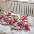 thumbnail image 6 of Throw Pillow Covers 20x20 Inch Set of 2, Pink Floral Waterproof Outdoor Pillow Covers, Watercolor Flowers Leaves Plants Watercolor Decorative Cushion Pillowcases for Couch, Sofa, Bed, Garden, Patio, 6 of 9