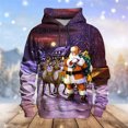 thumbnail image 3 of Sudadera con capucha de Papá Noel divertida con estampado 3D para hombre, sudadera informal de manga larga con patrón de alce navideño, sudadera holgada unisex, 3 of 5