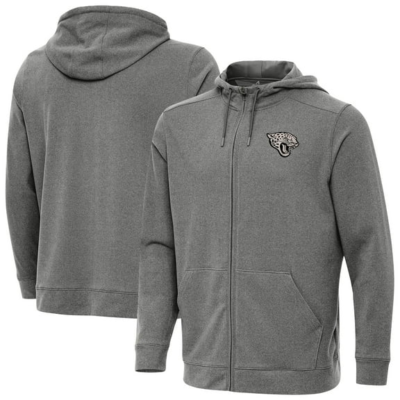 Men's Antigua Heather Black Jacksonville Jaguars Effortless Full-Zip Hoodie Jacket