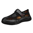 thumbnail image 2 of Domuza Men's Summer Casual Comfortable Closed Toe Leather Handmade Sandals Outdoor Fisherman Beach Shoes For Outdoor Walking Driving Black 9 (EU-43), 2 of 3