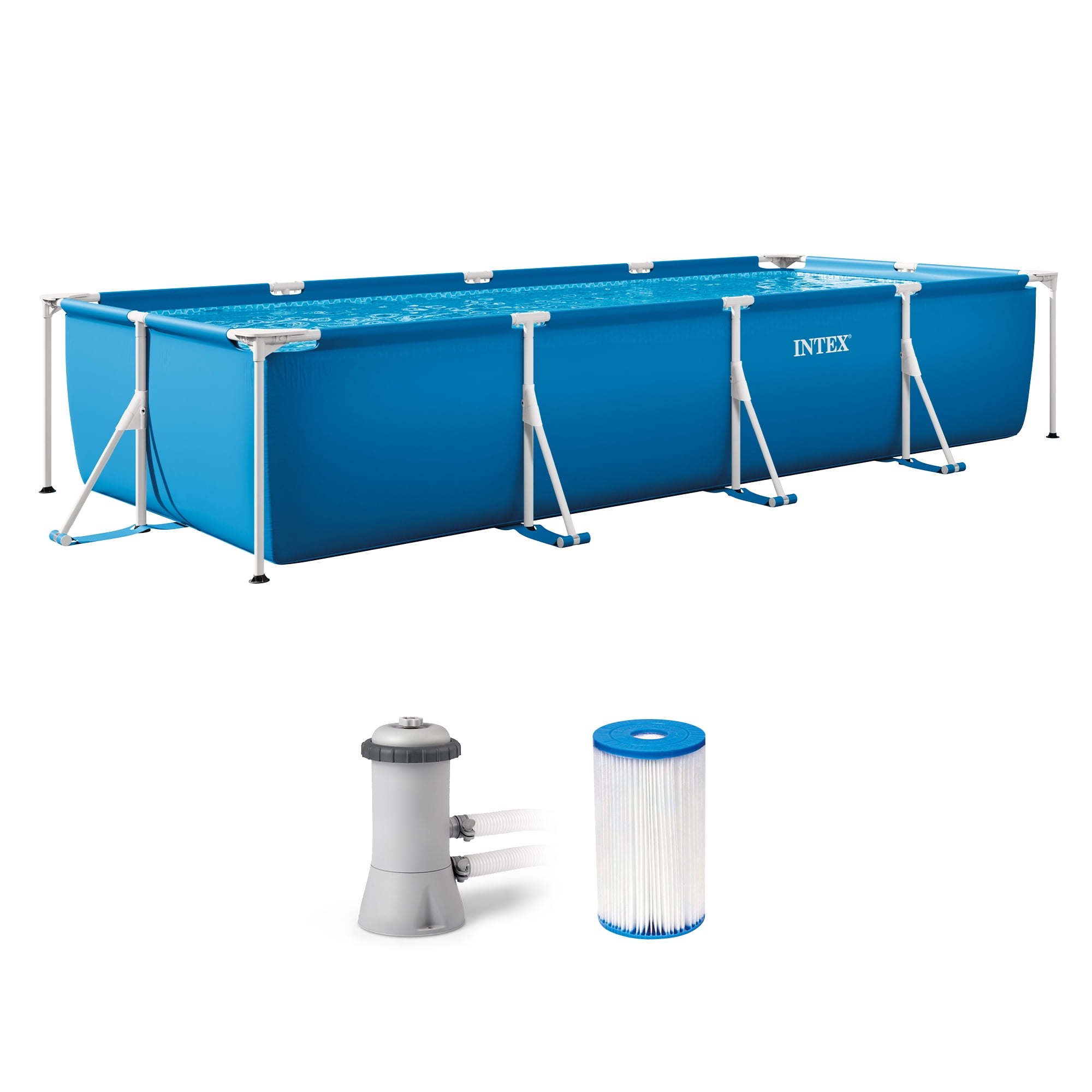 Intex Prism Frame Rectangular Swimming Pool Set, 16Ft X 8Ft X 42In