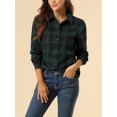 thumbnail image 5 of Allegra K Women's Plaid Shirts Button Down Long Sleeve Pockets Oversized Tunics Blouse, 5 of 6
