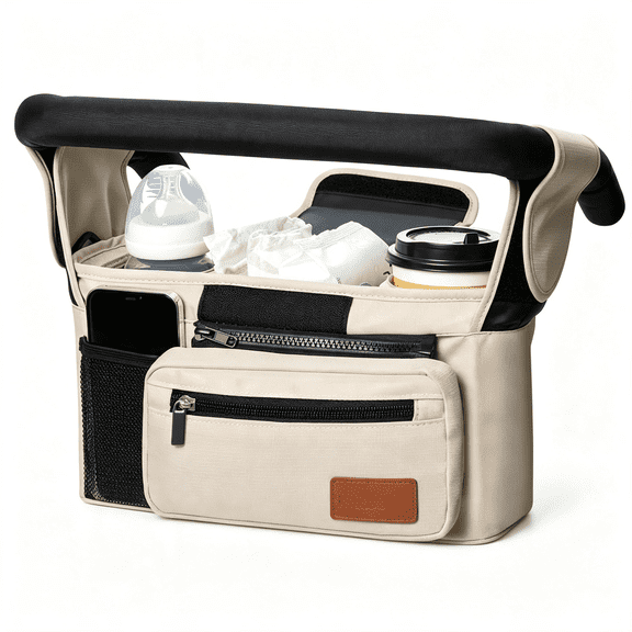 LADYGYM Universal Stroller Organizer with Insulated Cup Holder | Detachable Phone Bag and Shoulder Strap,Fits for Umbrella,And Pet Strollers