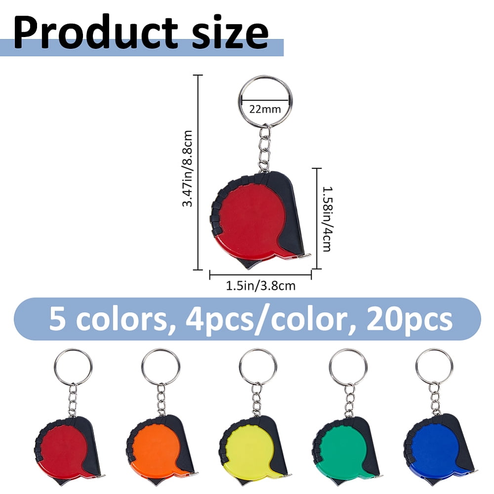 20Pcs 5 Colors TPR & & Stainless Steel Tape Measures Stainless Steel Color Mixed Color 8.8cm 4pcs/color