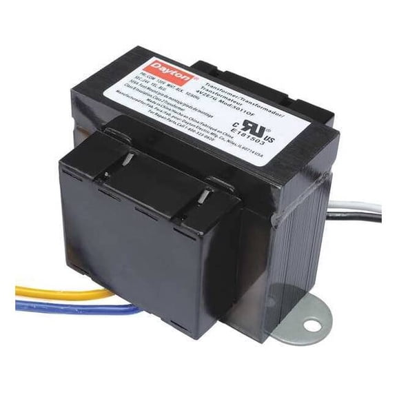 Dayton Class 2 Transformer, 50 VA, Not Rated, 24V AC, 120/208/240V AC 4VZE8