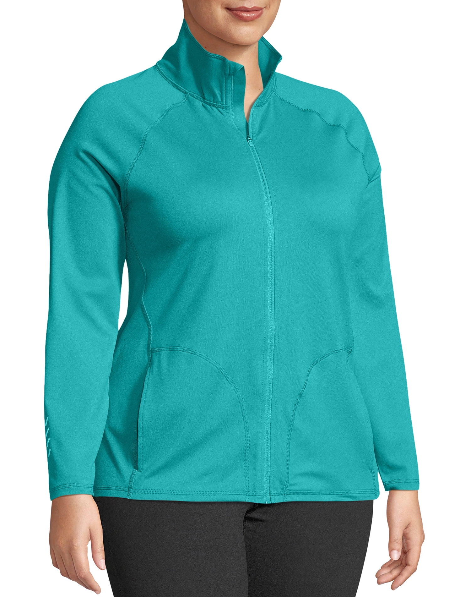 Just My Size Women's Plus Size Active Full Zip Mock Neck Jacket