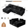 thumbnail image 4 of VKHCU 96" Modular Sectional Sofa for Living Room, Cloud Boneless Couches with Upholstered Deep Seat,Modern L Shaped Couch with Chaise, Plush Corduroy Fabric, Black, Left Facing Chaise, No Assembly, 4 of 12