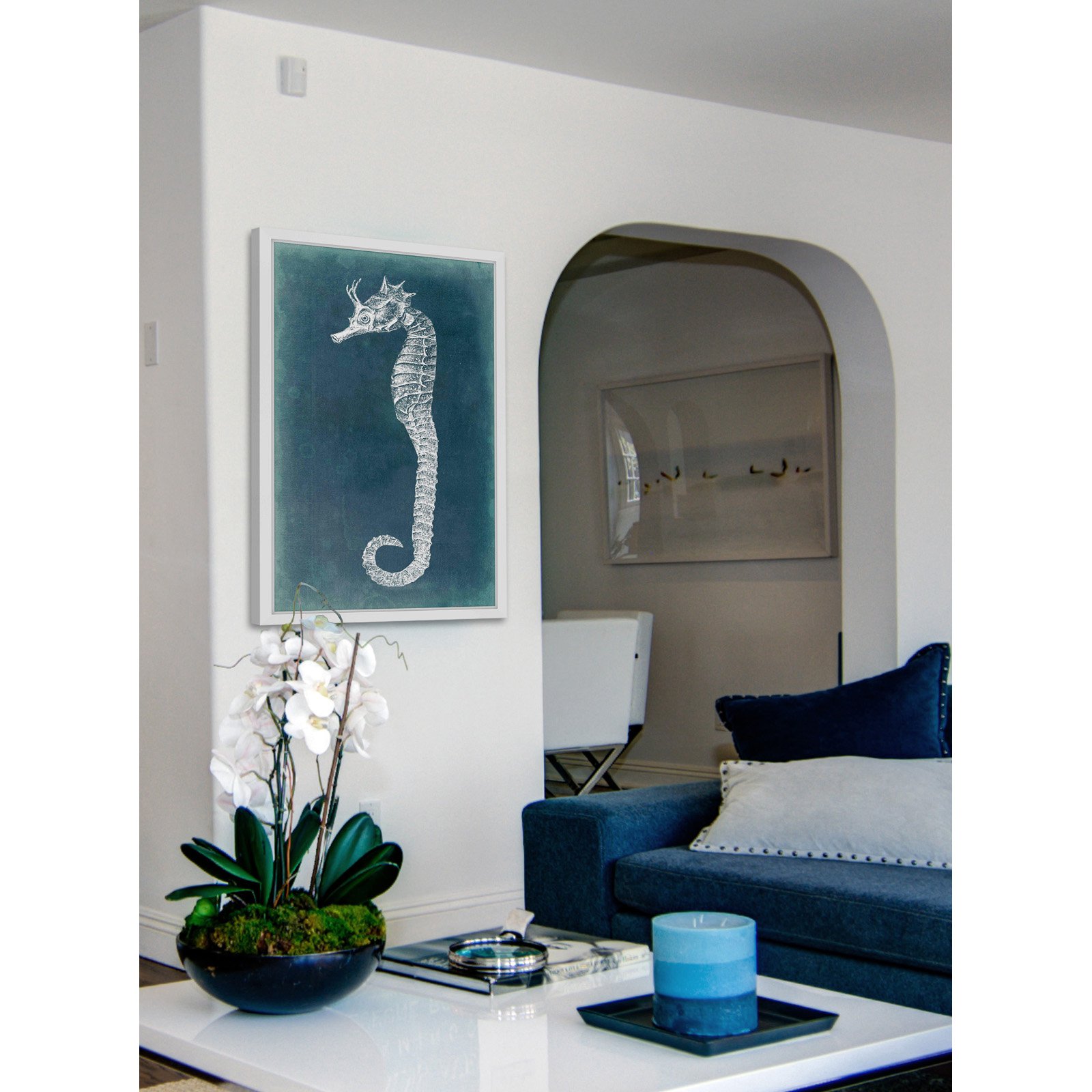 "Azure Seahorse I" Framed Painting Print