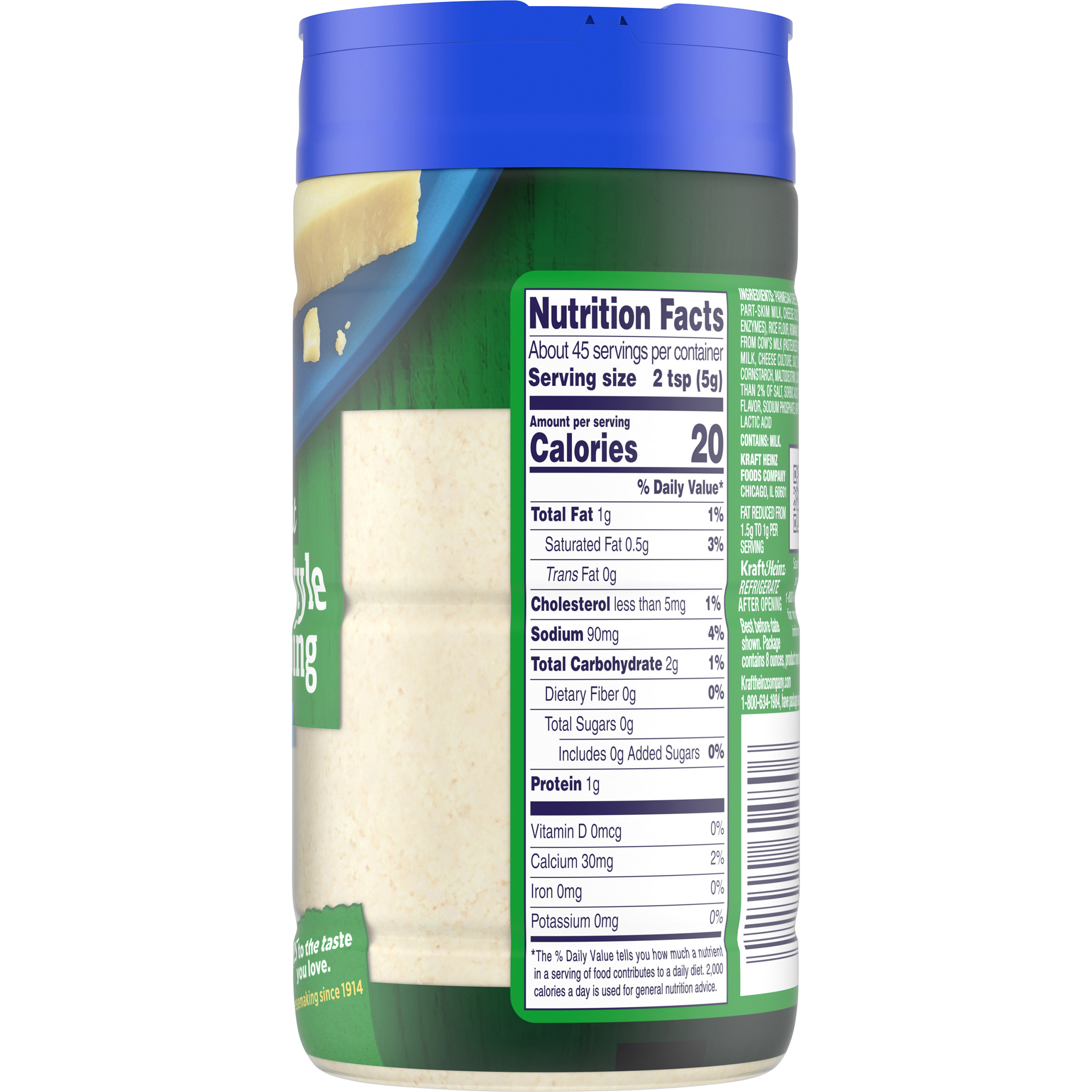 Kraft Parmesan Style Reduced Fat Grated Cheese Topping, 8 oz Shaker - image 5 of 8