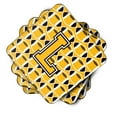 thumbnail image 2 of Letter L Football Black Old Gold and White Foam Coaster Set of 4, 2 of 3