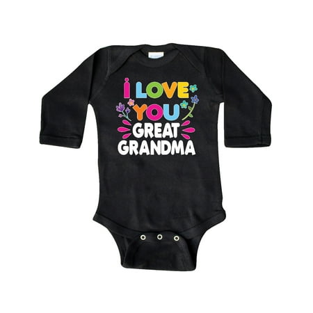 

Inktastic I Love You Great Grandma with Flowers Gift Baby Girl Long Sleeve Bodysuit