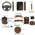 thumbnail image 7 of HUISEFOR 15 Pcs Giraffe Car Seat Cover Full Set for Most Truck SUV Including Steering Wheel Cover Seat Belt Cover Garbage Can Rear View Mirror Cover Coasters Suitable for Most Cars SUV, 7 of 7