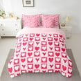 thumbnail image 2 of Homewish Kawaii Pink Loves 7-Piece Bedding Comforter Set,Modern Geometric Checkered King Bedding Sets,Pink White Bed Sheets For Girl Teens,Ultra Soft Home Decor Reversible, 2 of 8