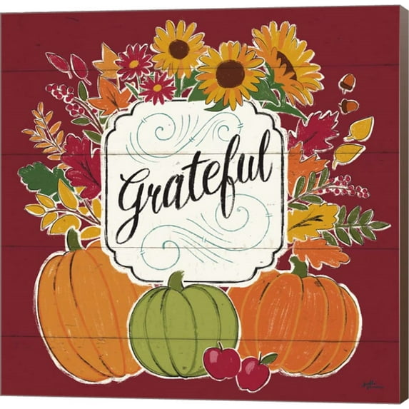 Thankful II Red by Janelle Penner, Canvas Wall Art, 24W x 24H