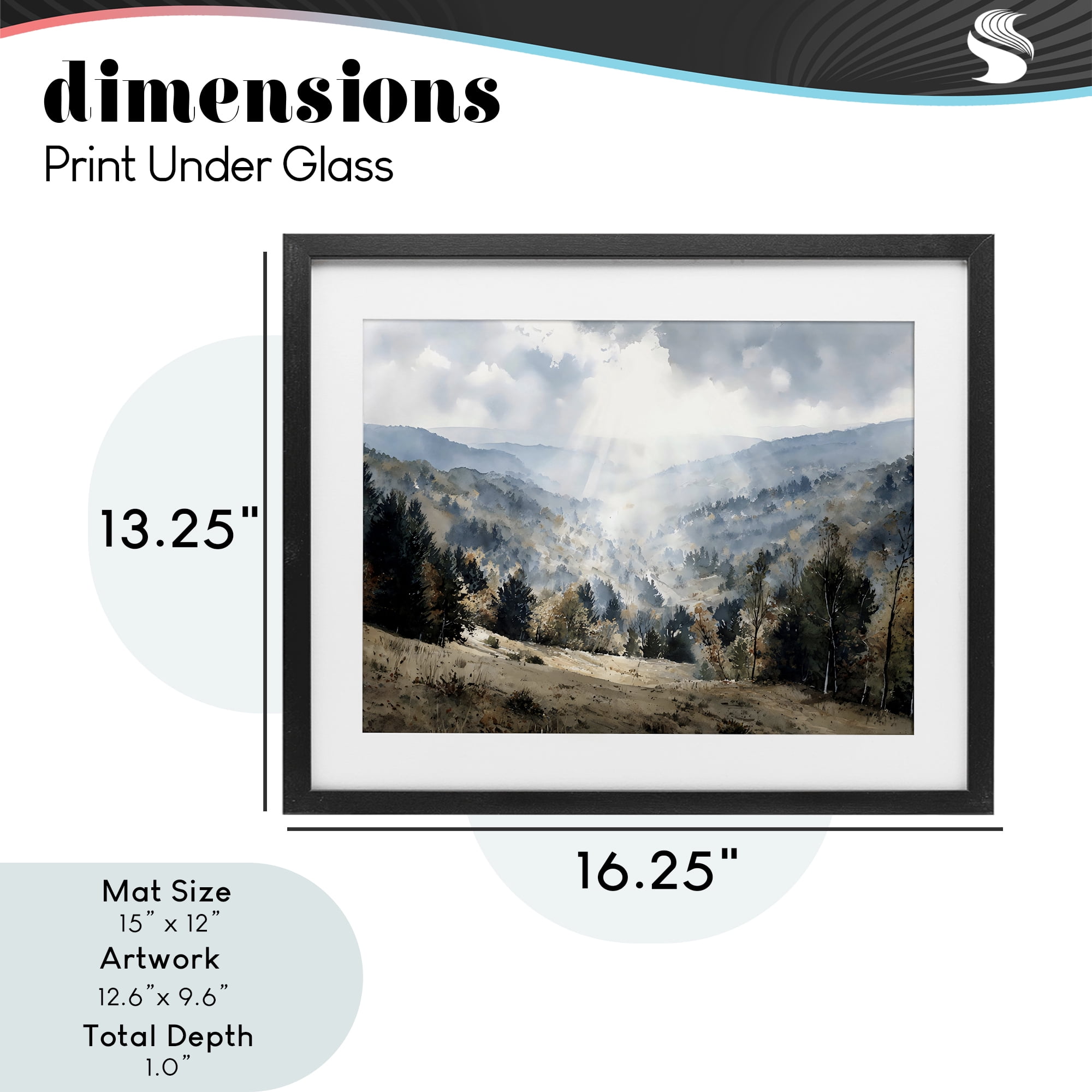 Stupell Industries Sunlit Fall Valley Beams Black Framed Print Under Glass, design by Franklyn Gregory