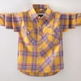 thumbnail image 2 of KPOPLK Toddler Baby Boys Girls Outfits Plaid Flannel Long Sleeve Shirts Button Down T-Shirt Tops(10-11 Years,Yellow), 2 of 2
