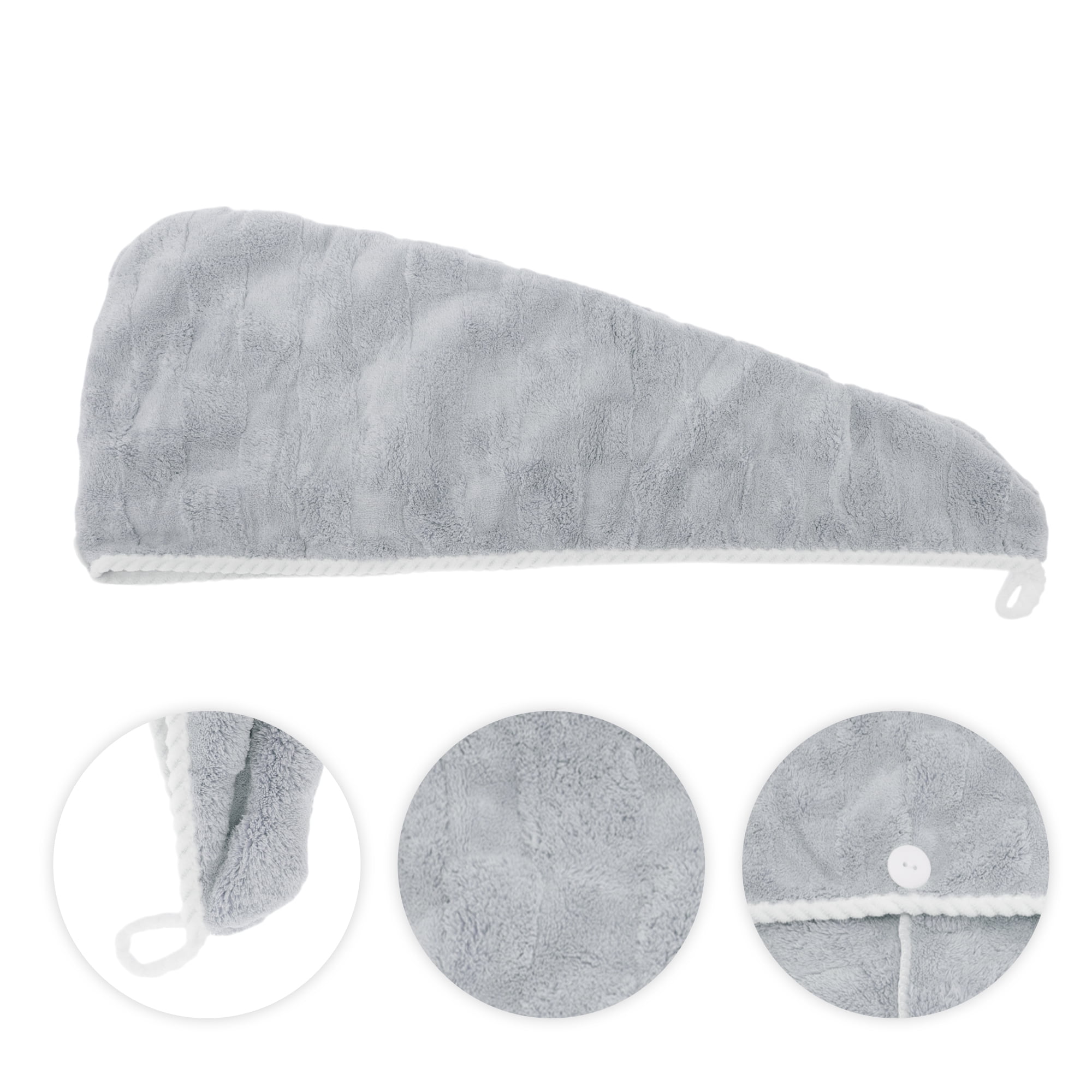 Unique Bargains 1pc Water-absorbent Quick Drying Hair Towel Wrap 26.38"x 10.24" Gray