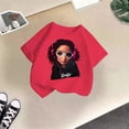 thumbnail image 2 of T-shirt à Manches Longues 2t pour Filles, Mignon Graphique Col Rond Manches Courtes Tee-Shirt d'Été Décontracté, 2 of 3