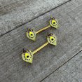 thumbnail image 4 of Body Candy 14G Womens Piercing Bright Steel 2Pc Bold Peacock Feather Barbell Nipple Ring Set 9/16, 4 of 5